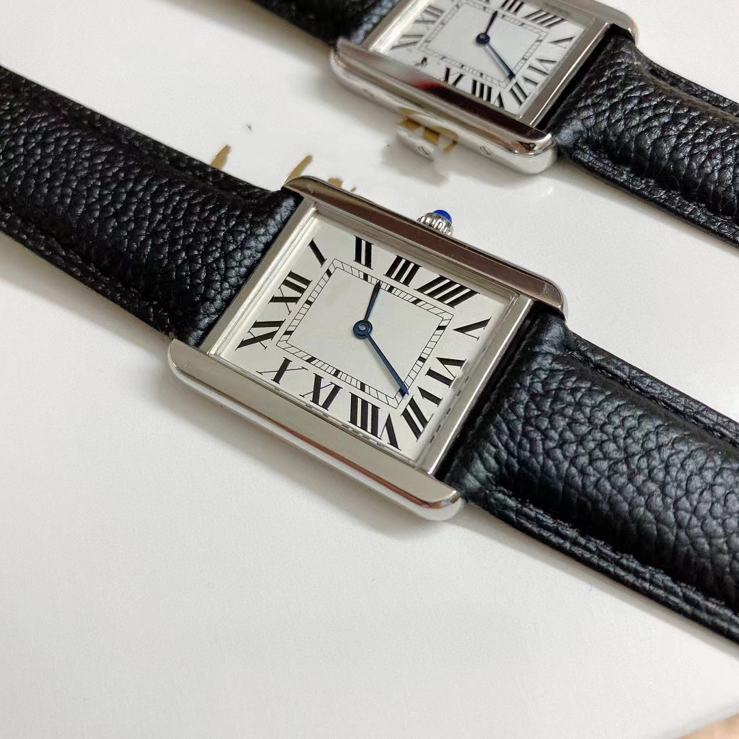Unisex Quartz Wrist Watch Minimalist Blue Hands Square Dial_voghion.com