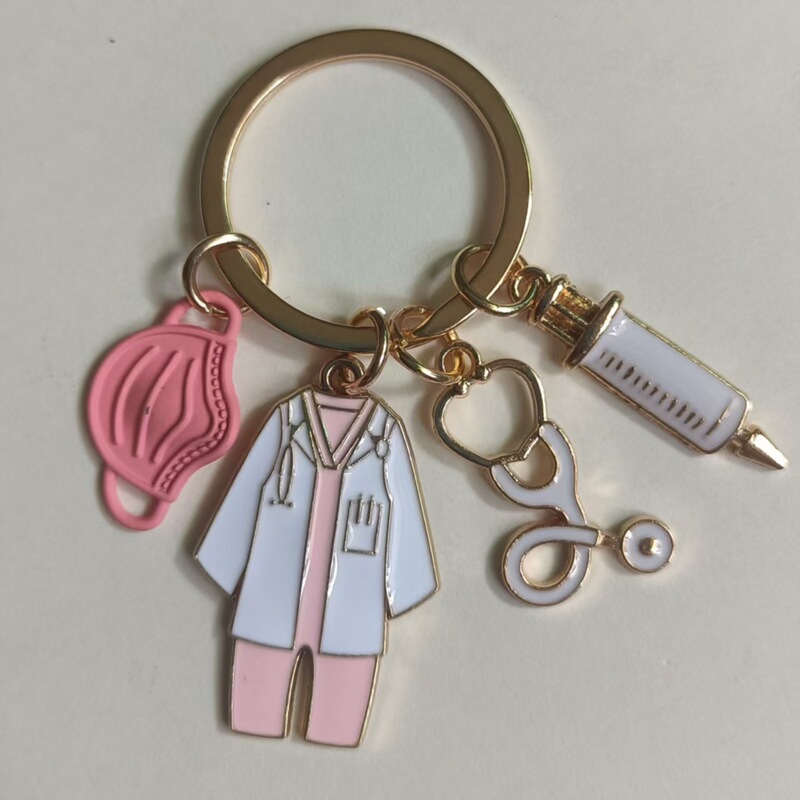 New Creative Mask, Stethoscope, Syringe, Doctor Uniform Pendant, Medical Staff Commemorative Keychain New Creative Mask, Stethoscope, Syringe, Doctor Uniform Pendant, Medical Staff Commemorative Keychain