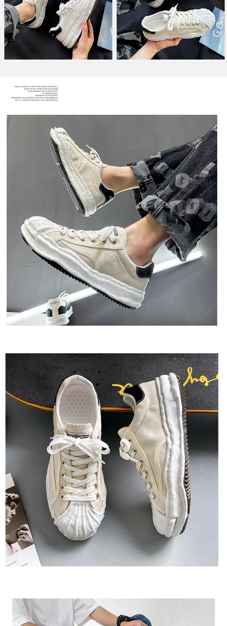 Canvas Dissolver Shoes, Seashell Headwear, Hong Kong Style, Summer, Breathable, Casual, Sneakers, Youth Street Style, Big Toe Shoes_voghion.com