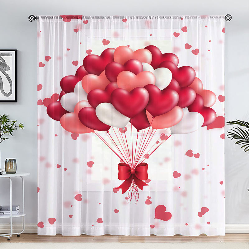 1pc new Valentine's Day love window screen 3D digital printing bedroom living room decoration wear Rod window screen 1pc new Valentine's Day love window screen 3D digital printing bedroom living room decoration wear Rod window screen