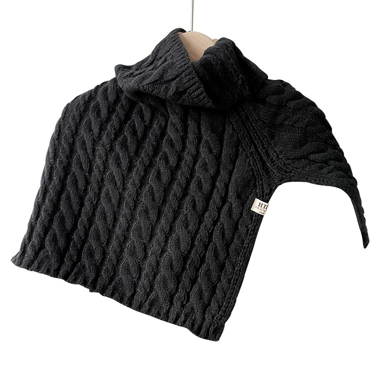 Otoño e Invierno estilo coreano color sólido giro caliente suéter bufanda de cuello alto split bufanda de punto exterior cabo chal bufanda