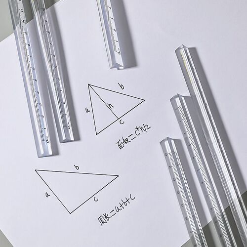 Transparent triangular prism ruler student painting drawing measurement ruler 15cm ruler three-dimensional scale prism ruler stationery