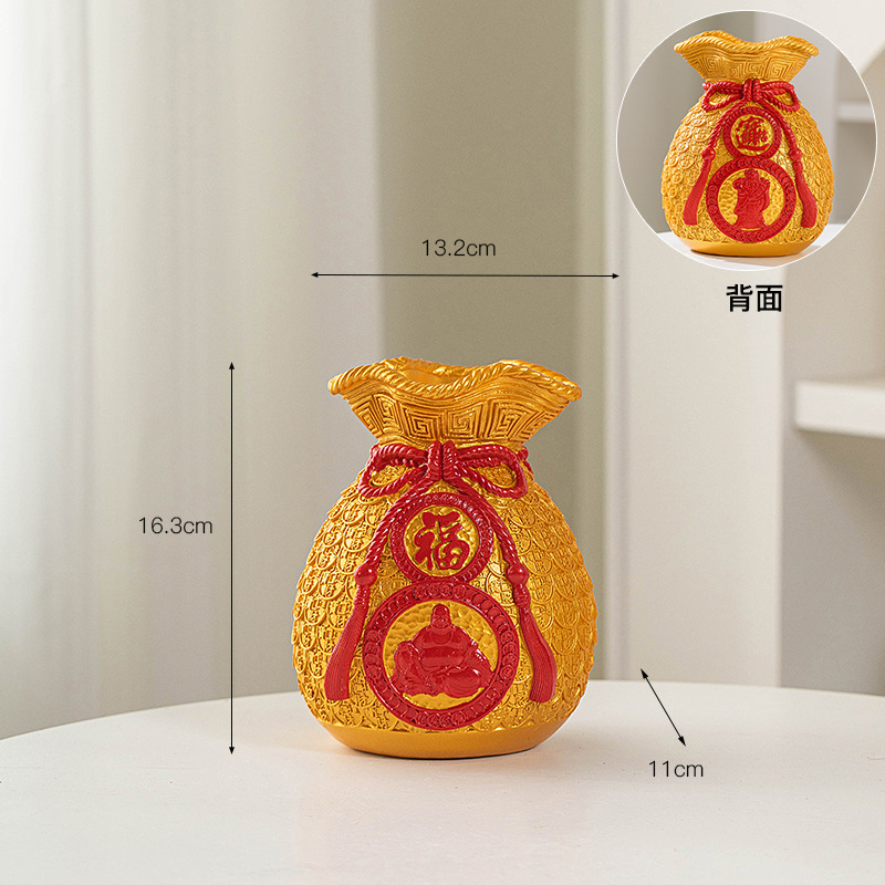 Chino suerte bolsa florero resina decoración casa fortuna significado bolsa de ahorro de la sala de TV decoración del gabinete