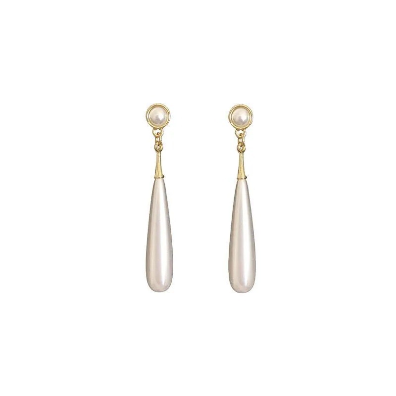 Novos brincos de pressão elegantes para mulheres, sem furo na orelha, com pingente longo de pérola em formato de gota d'água, em formato de coração, leves e luxuosos, ultralongos._voghion.com