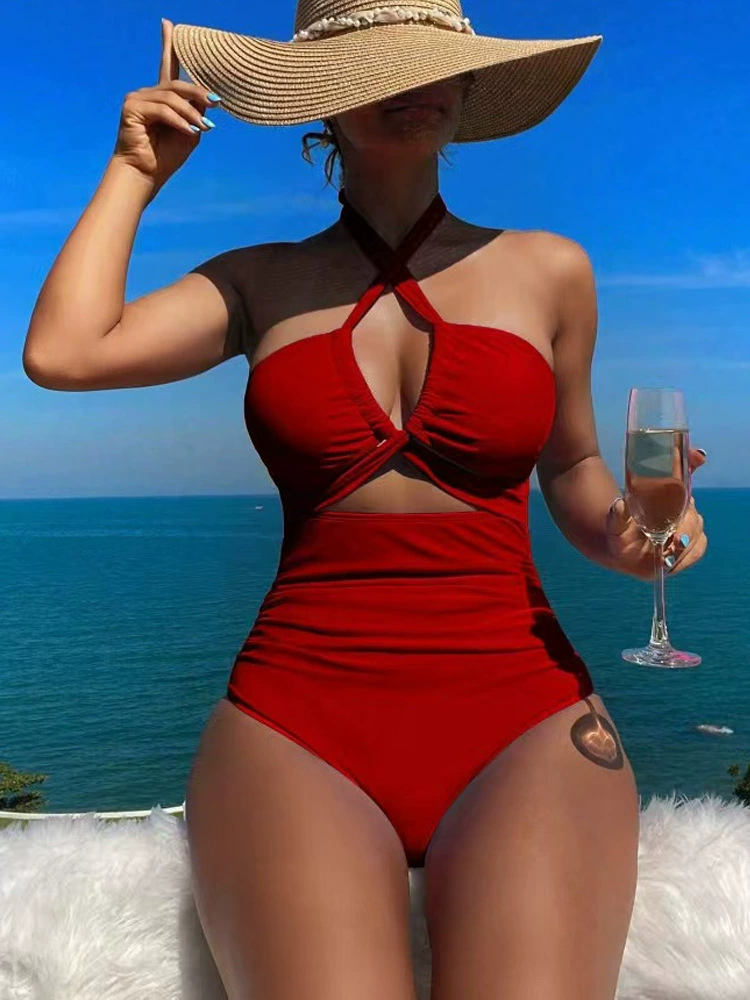 Цветной sexy купальник, европейский стиль, высокая талия