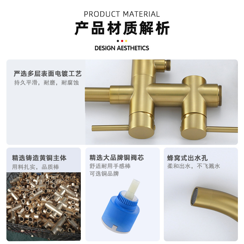 All-copper round hot and cold bathtub, floor-standing bathtub faucet, floor-standing bathtub faucet, high-end floor-standing faucet hotel undefined