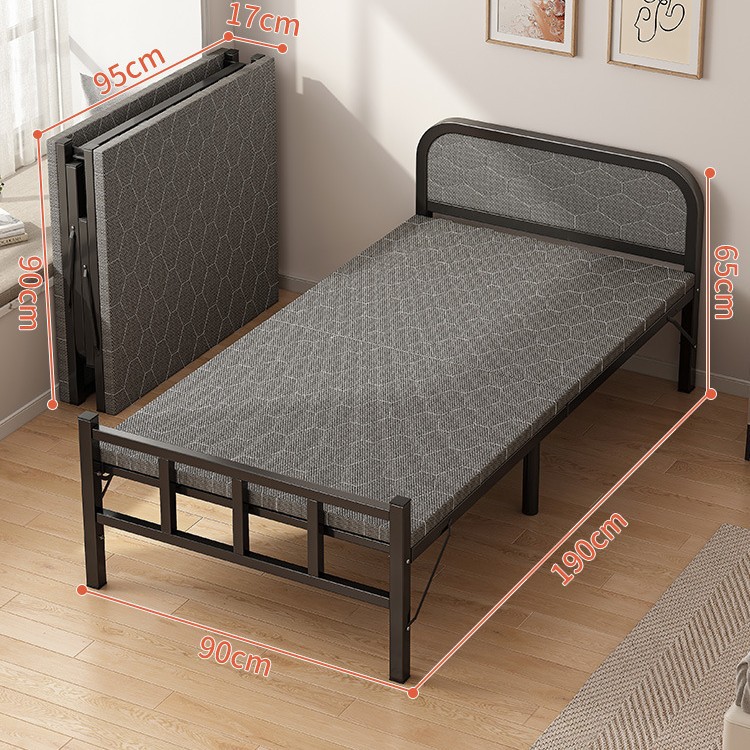 Cama plegable hogar individual pequeño apartamento cama simple 1,2 m reforzado almuerzo cama pequeña casa de alquiler cama dura para adultos
