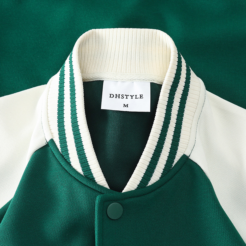 Men's Clothing New 380g trendy brand heavy color matching baseball shirt men's jacket early autumn long sleeved cardigan sweater baseball jacket men_voghion.com