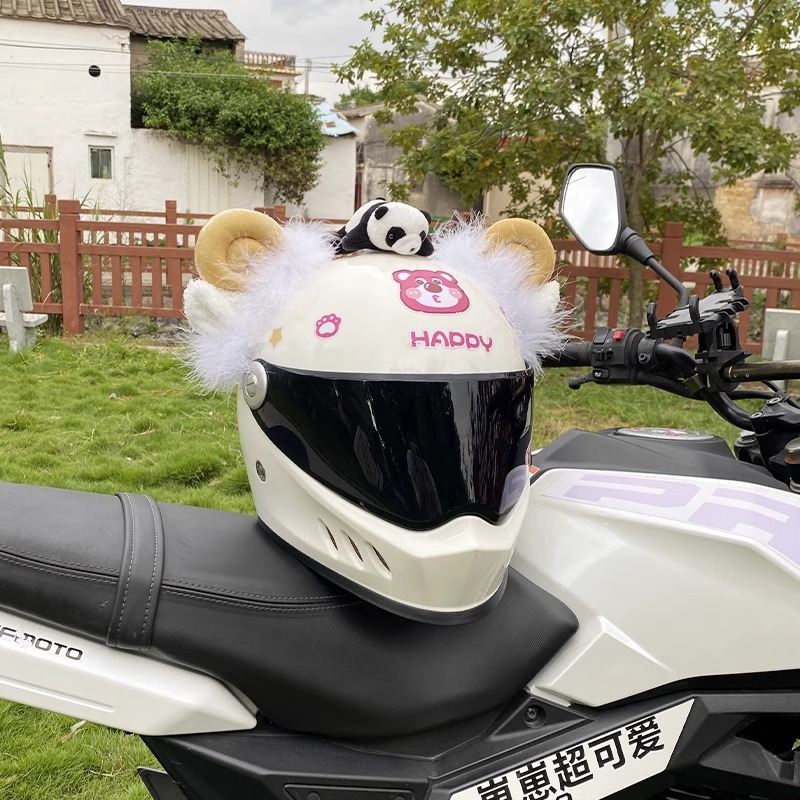 Plush Yellow Wool Sheep Ear Helmet Accessories Detachable Motorcycle Helmet
