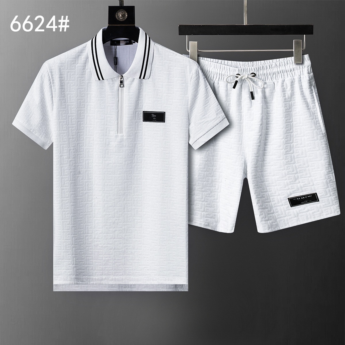Cross-border versión correcta polo manga corta set de collar de verano clásico toalla de hombre bordado casual Europa y América explosión