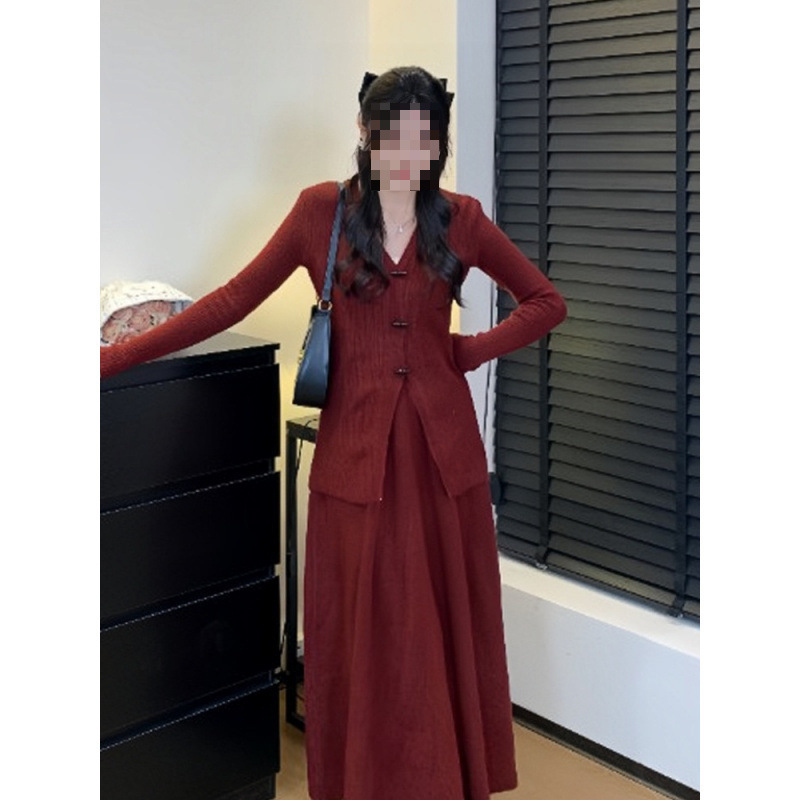 热销早春装搭配一整套时尚香风针织套装女2025秋冬季感长裙|undefined