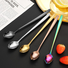 韩式长柄咖啡勺甜品勺子杯子用小调羹调料牛奶搅拌棒不锈钢搅拌勺