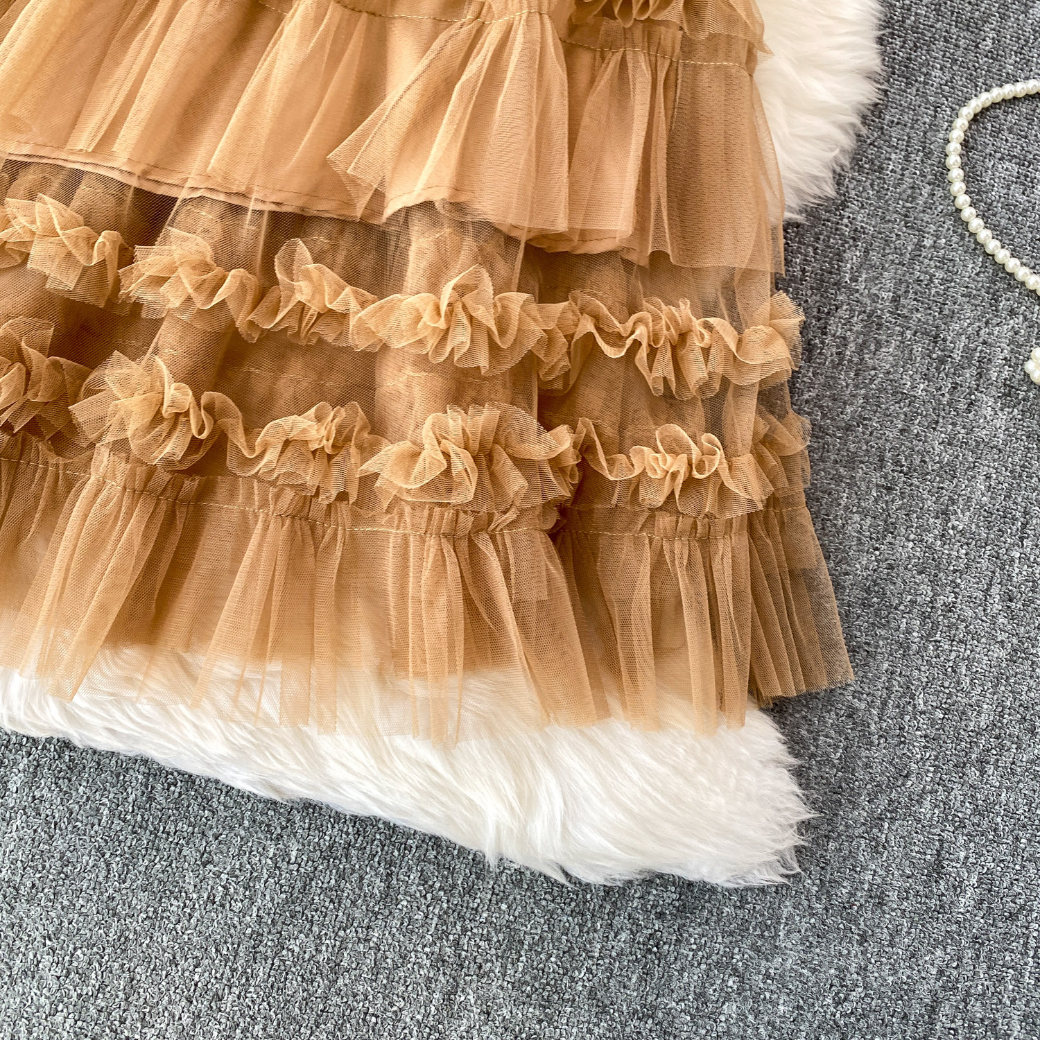 Ethereal Cake Skirt For Women Sweet Bow Mesh Puffy Ruffle Skirt Youthful And Gentle Style New_ecoleips.com