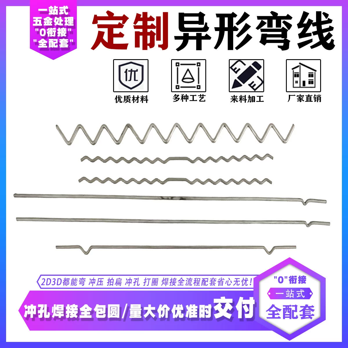 Металлическая волнистая линия, гибка и формовка, нержавеющая сталь, углеродистая сталь, проволока, непрерывная волнистая обработка, производство деталей специальной формы, сварка, гальваника.