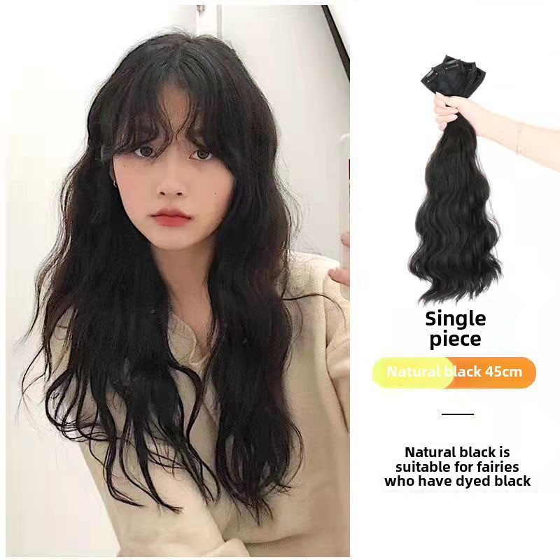 Pruik dames lang haar eendelige waterrimpel pruik onzichtbare naadloze haarverlenging driedelig lang krullend haar grote golf_voghion.com