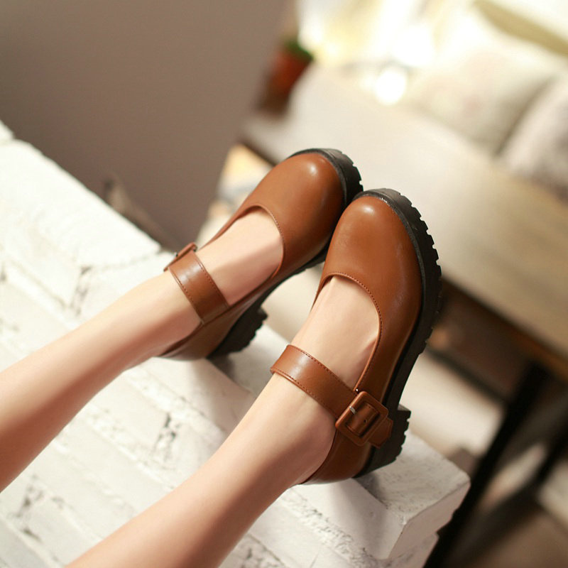 春秋新款单鞋日系洛丽塔低跟小皮鞋学生少女英伦JK复古单鞋森女鞋