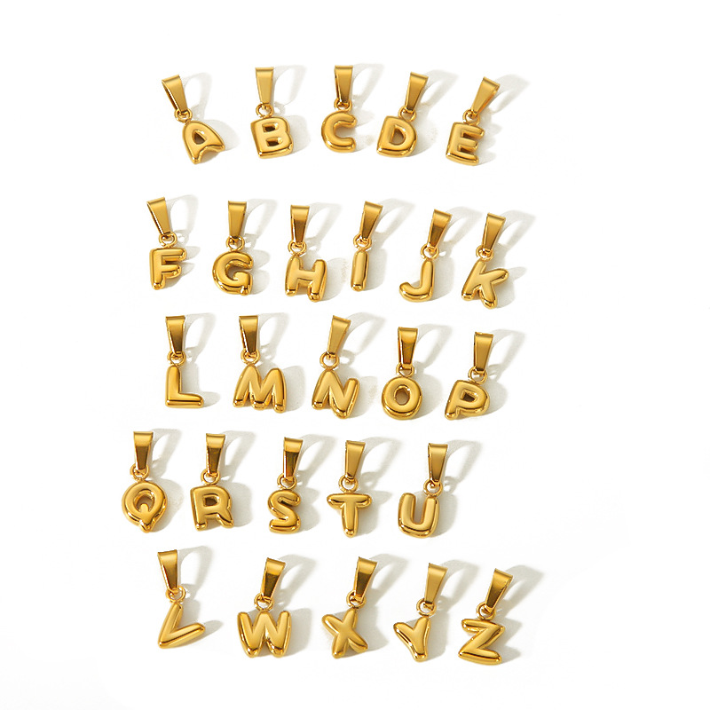Europa y los Estados Unidos de alto nivel sensación de burbuja pequeña letra colgante mujer 18k oro colgante de acero inoxidable joyería accesorios DIY transfronterizos