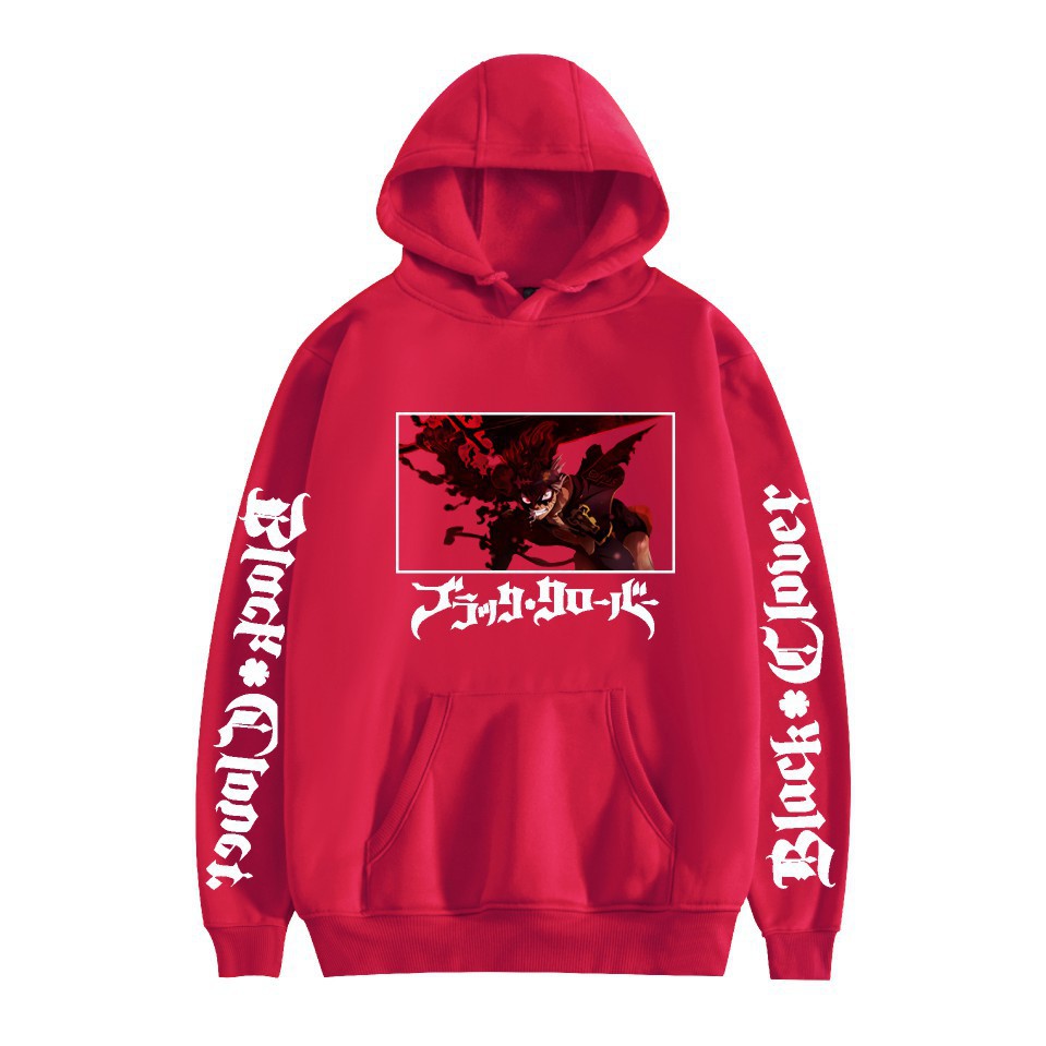 Nuevo estilo transfronterizo popular popular japonés riman black de cuatro hojas-Black Clover más suéter con capucha de terciopelo para mujer