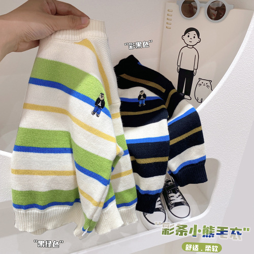 Children's round neck sweater  autumn new children's clothing medium and large children's style cartoon sweater baby warm tops