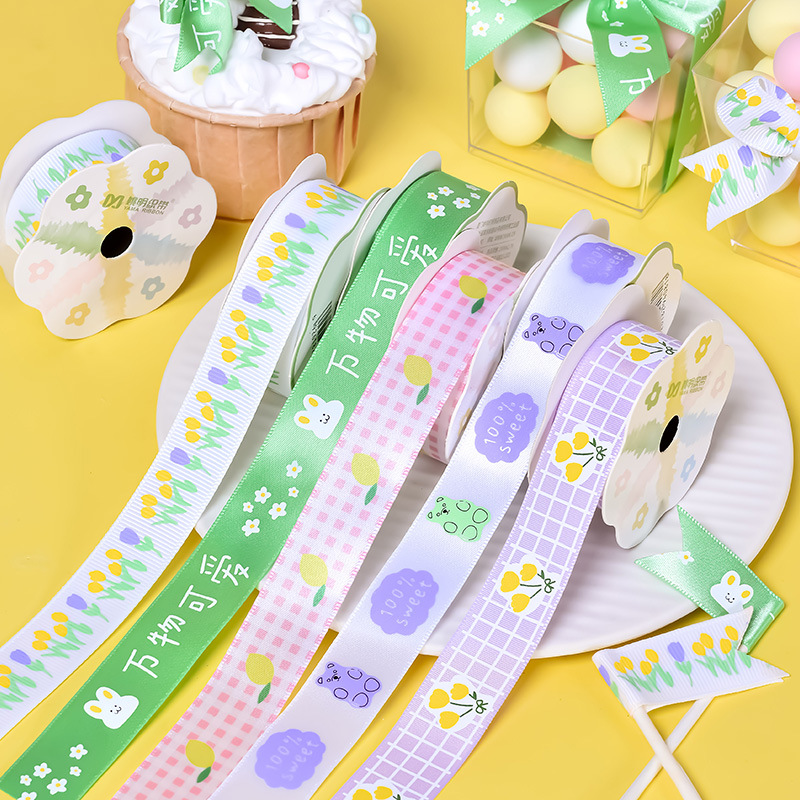 Cintas personalizadas tecnología de transferencia térmica un rollo de logotipo personalizado impresión de flores pastel de estilo nacional personalizado cinta