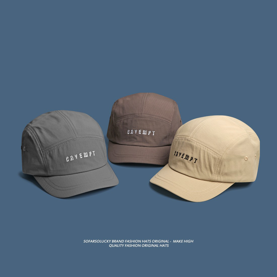 Retro de secado rápido de ala corta gorra de verano de los hombres sombrero de sol Delgado estilo de ropa de trabajo americana gorra de béisbol cara pequeña