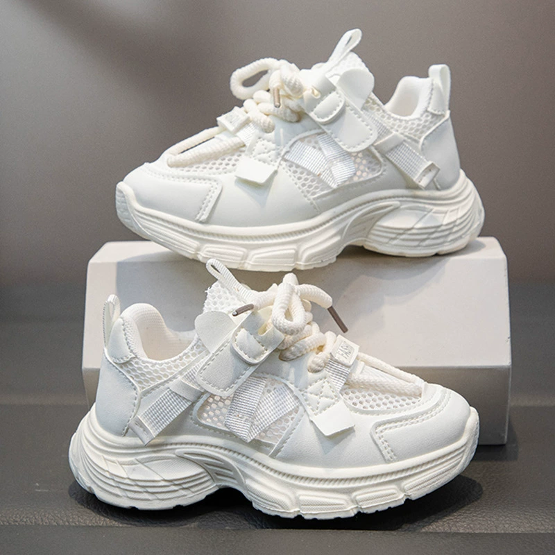 Детская спортивная обувь дышащая девочка маленькая белая обувь летняя новая сетка красная девочка обувь для мальчиков с мягкой подошвой кроссовки