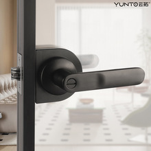 极窄边框平开玻璃卫生间门锁钛铝镁合金厕所浴室极简门把手通用型