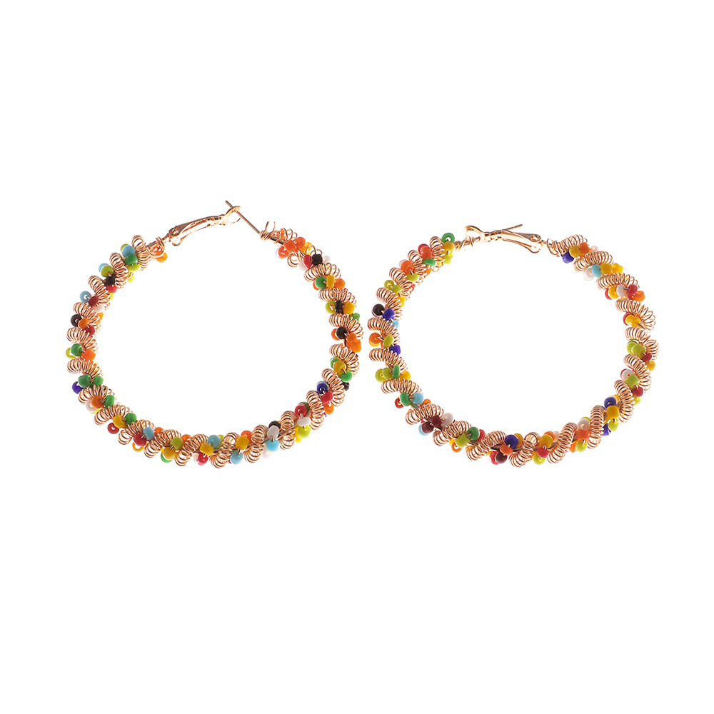 Fashion Beads Round Bohemian Big Earrings Wholesale Nihaojewelry display picture 7
