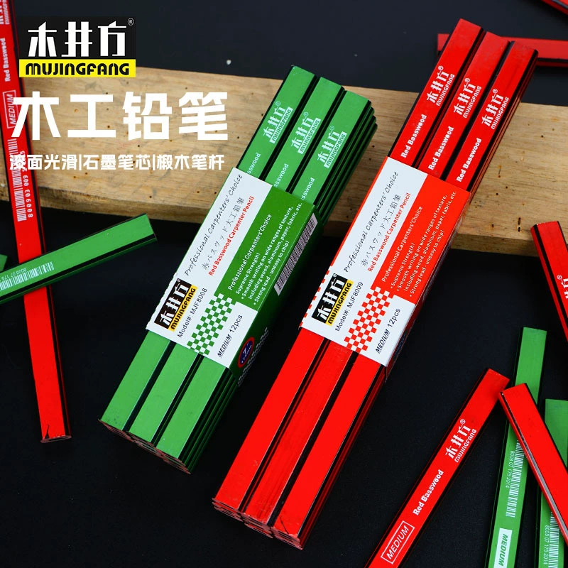 Mujing квадратный деревообрабатывающий карандаш плоский карандаш с плоской головкой скрайбировочный карандаш для строительной площадки толстый сердечник черный столярные изделия специальная резьба