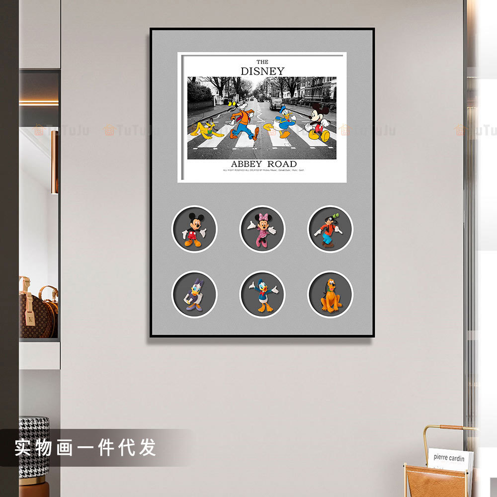 Pato Donald dibujos animados Dibujos Animados hechos a mano Doraemon pintura real habitación de los niños dormitorio cabecera Mickey Mouse círculo colgando pintura