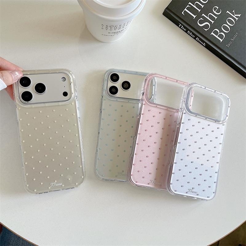 Japanese and Korean High-End Style Solid Color Full-Screen Polka Dot Case Suitable for iPhone 18 Pro Max, Apple 17 Phone Case, Double-Layer for iPhone 16 Japanese and Korean High-End Style Solid Color Full-Screen Polka Dot Case Suitable for iPhone 18 Pro Max, Apple 17 Phone Case, Double-Layer for iPhone 16