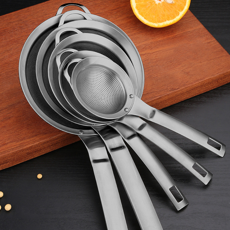 Hongjun Da 304 Stainless Steel Filter Mesh Household Soy Milk Residue Separator Spoon Colander Kitchen Flour Sieve Oil Control Oil Strainer