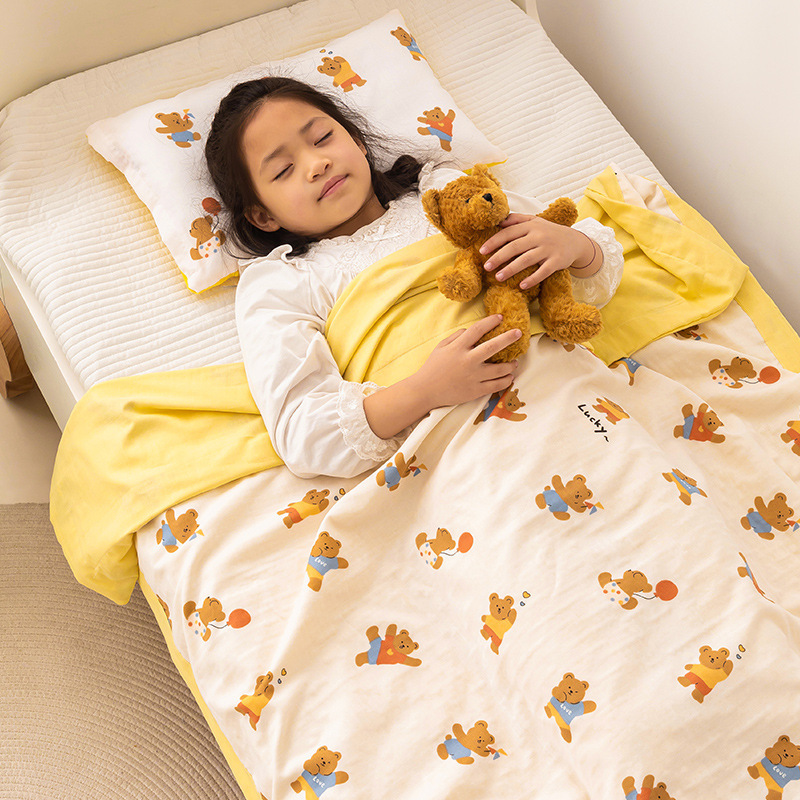 Clase A manta para bebés y niños edredón fresco de verano de algodón jardín de infantes siesta edredón fino manta de aire acondicionado para niños hilo de doble capa edredón fresco de verano