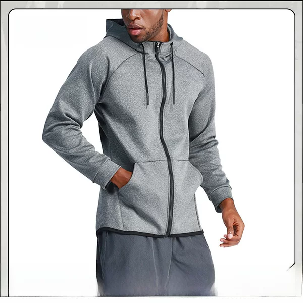 Black Quick-Drying Fitness Sports Jacket Men's Long-Sleeved Casual Basketball Outdoor Running Men's Hoodie Windproof Elastic