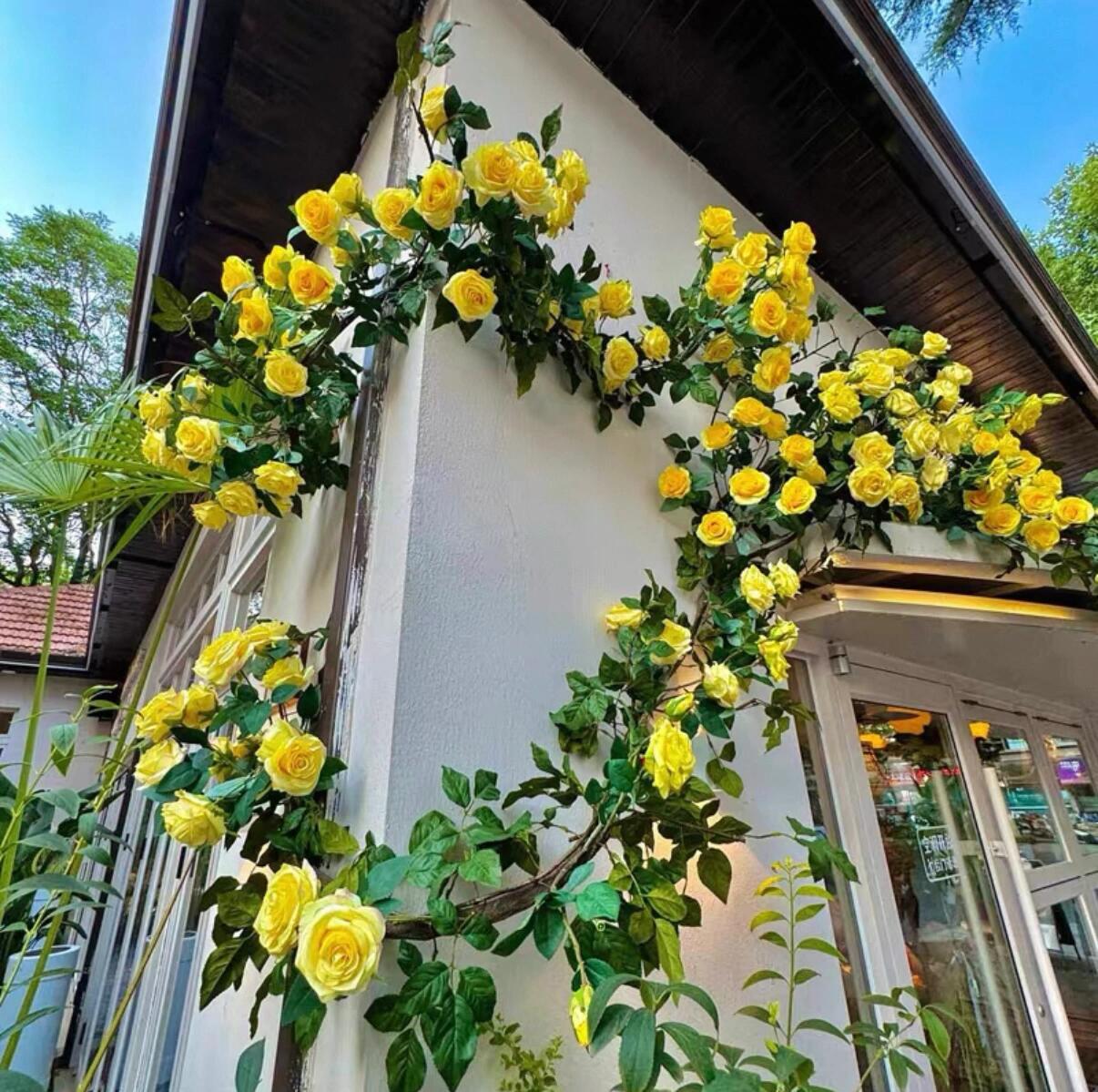 仿真藤条假玫瑰花装饰藤蔓遮挡缠绕藤管道造景花条爬藤花门头布置