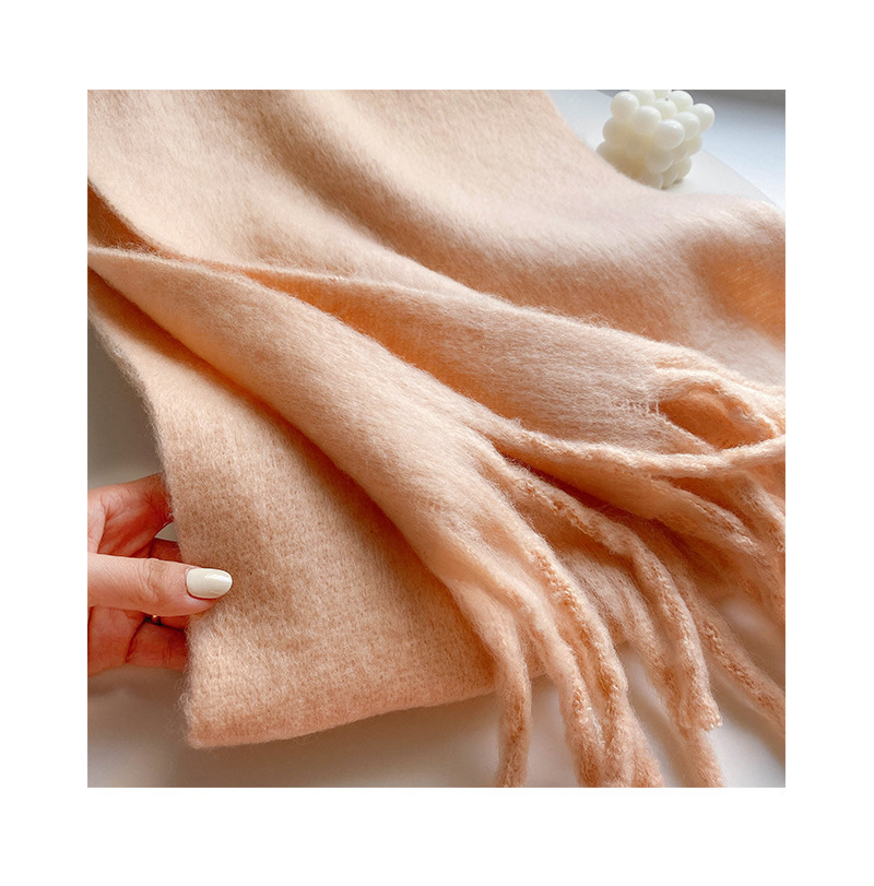 Solid Color Thickened and Extended Scarf for Women, 2026 Autumn and Winter New Korean Style, Versatile Winter Shawl for Students, Pink