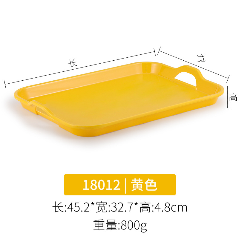 Super grueso A5 bandeja de melamina comercial rectangular con mango plato de comedor de jardín de infantes de plástico pan de exhibición plato de doble oreja