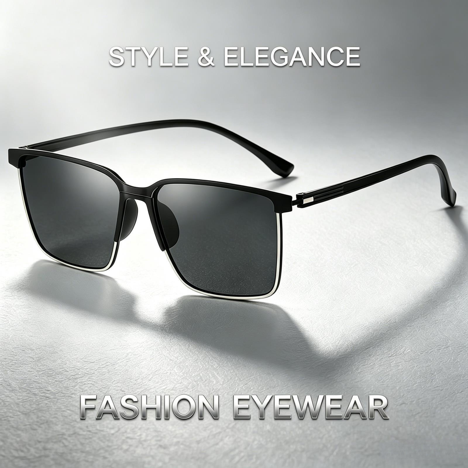 Popular Simple Men's Fashionable Square-Frame High-End Sunglasses, High-Definition Outdoor Driving Sun Protection and Uv Protection Sunglasses