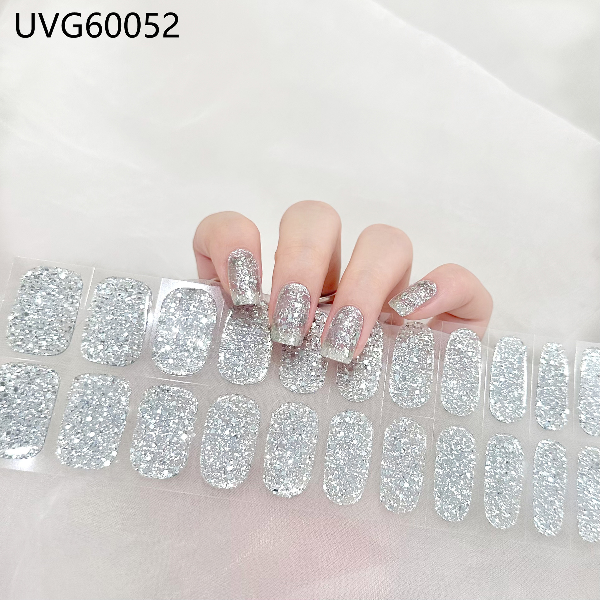 Pegatinas de uñas de gel UV transparentes efecto hielo, semicuradas, con lámina dorada, fototerapia, efecto película de aceite