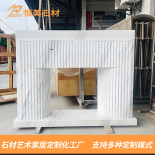 Factory Customized Luxury Stone Marble Fireplace Living Room Villa