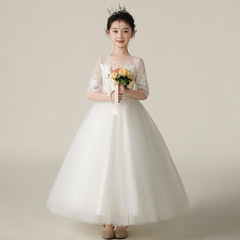 兒童禮服公主裙小女孩高端婚紗花童生日鋼琴演出服夏季女童連衣裙