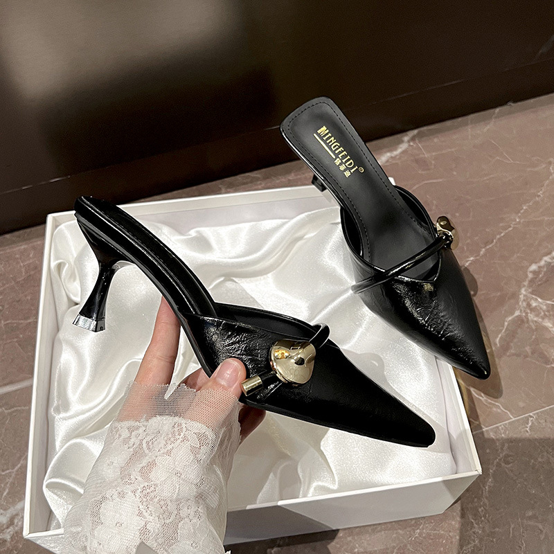2026 nuevo tipo de verano con zapatillas de cabeza de bolsillo con hebilla de talón delgado zapatillas de tacones altos para mujeres con punta universal image 8