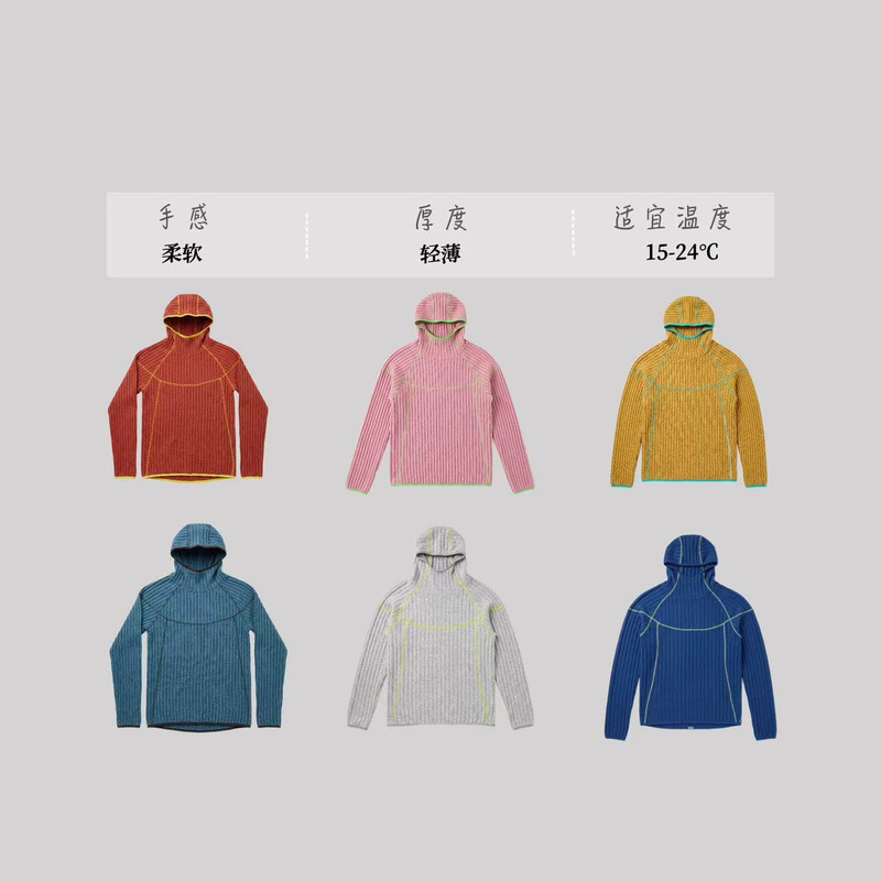 Mountain-Style Couple's Vertical Striped Hooded Fleece Sweatshirt, Women's Color-Blocked Visible-Stitch Lightweight Warm Outdoor Fleece Jacket