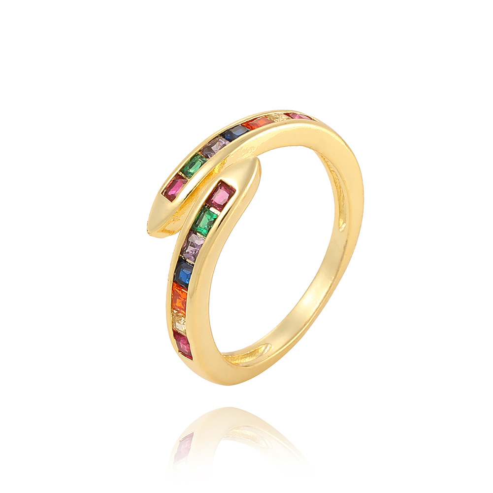 copper universal ring with stone with zircon