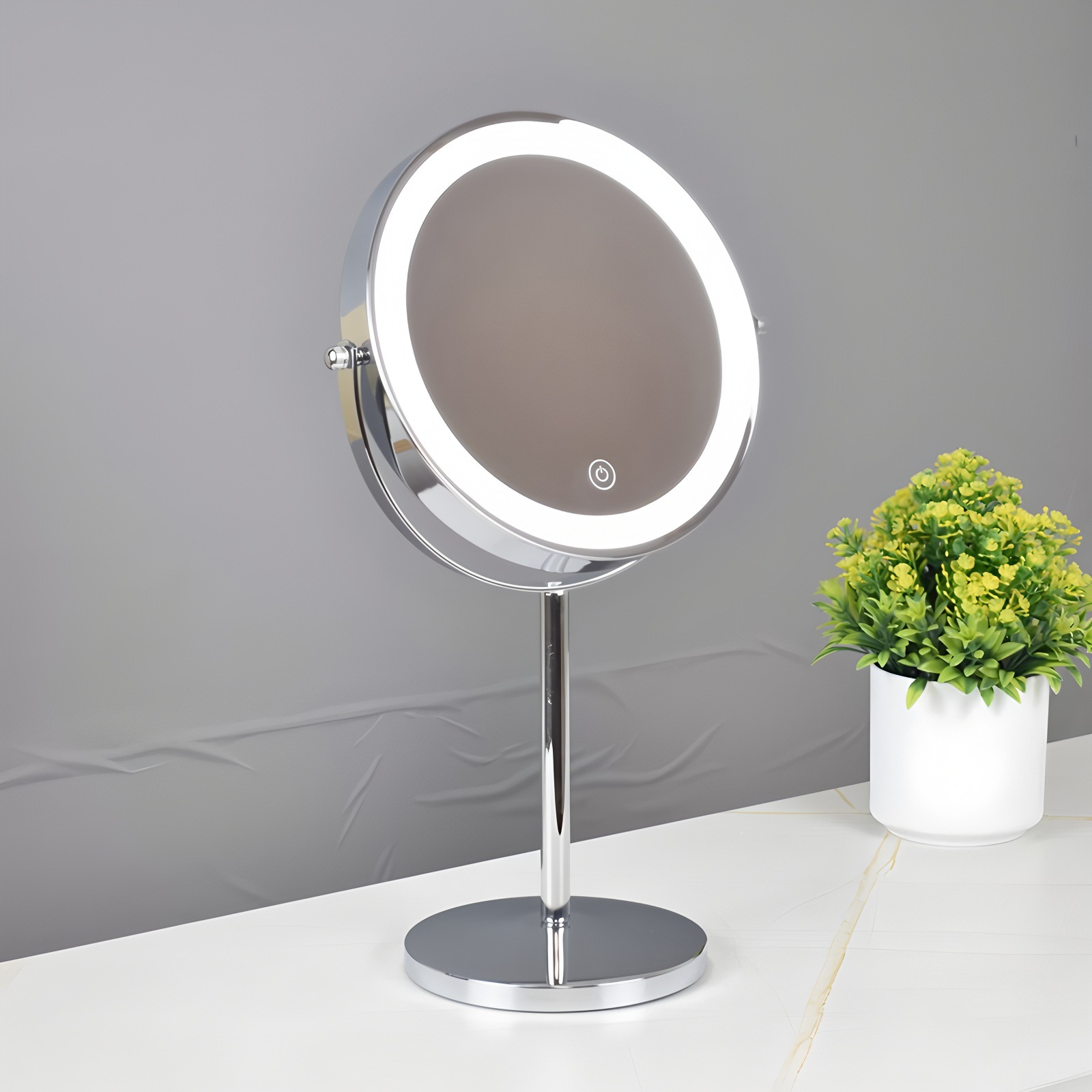 8-pulgadas de maquillaje espejo con luz LED de escritorio de doble cara de luz de relleno de escritorio Espejo de Belleza HD ampliada Europea espejo
