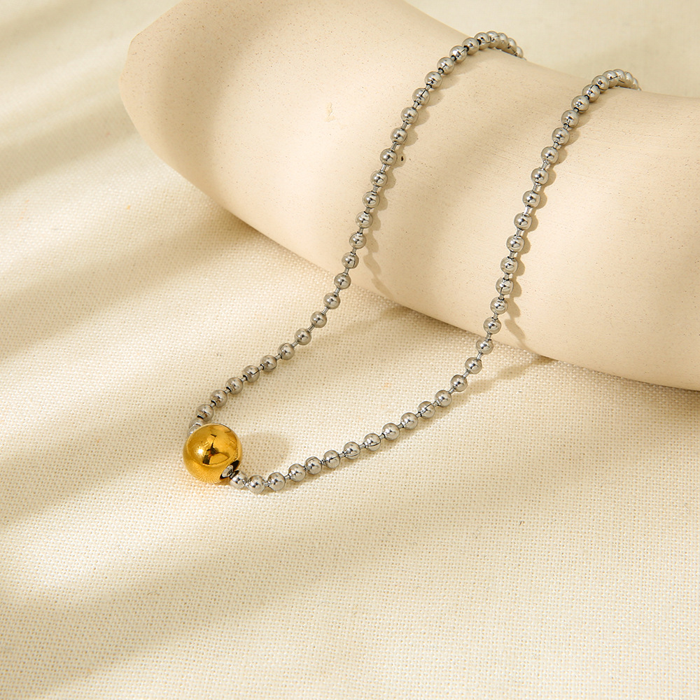 Daily Occasion 304 Stainless Steel Material Wholesale Jewelry Vintage Style Classic Style Geometric 304 Stainless Steel Titanium Steel Mixed Metal Plating Necklace Ball Chain