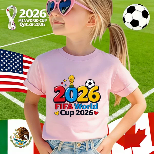 Amazon's Best-Selling 2026 World Cup World Cup Children's T-Shirt 220g Pure Cotton Short-Sleeved 60329-12