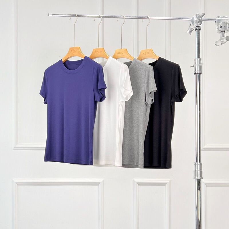 Warren Hailong | Emmy 2026 Early Spring Slim-Fit, Fashionable, Versatile Plain Women's Round-Neck Short-Sleeve T-Shirt Warren Hailong | Emmy 2026 Early Spring Slim-Fit, Fashionable, Versatile Plain Women's Round-Neck Short-Sleeve T-Shirt