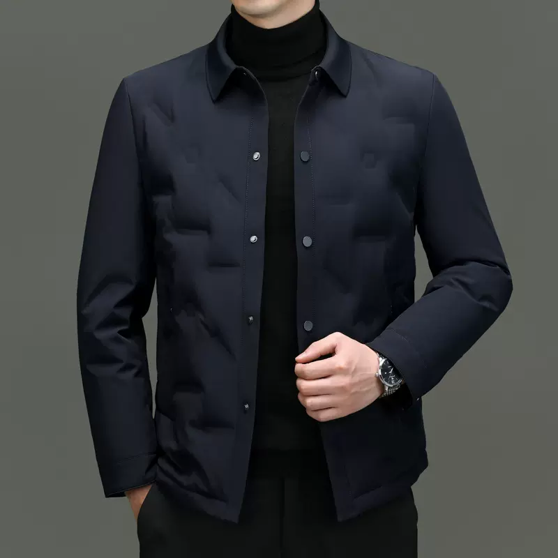 跨境2024冬季男士短款羽绒服衬衫版轻薄羽绒服男中年韩版休闲男装