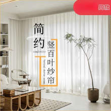 网红百叶纱透光不透人卧室改造客厅阳台窗帘防勾丝免打孔纱帘批发
